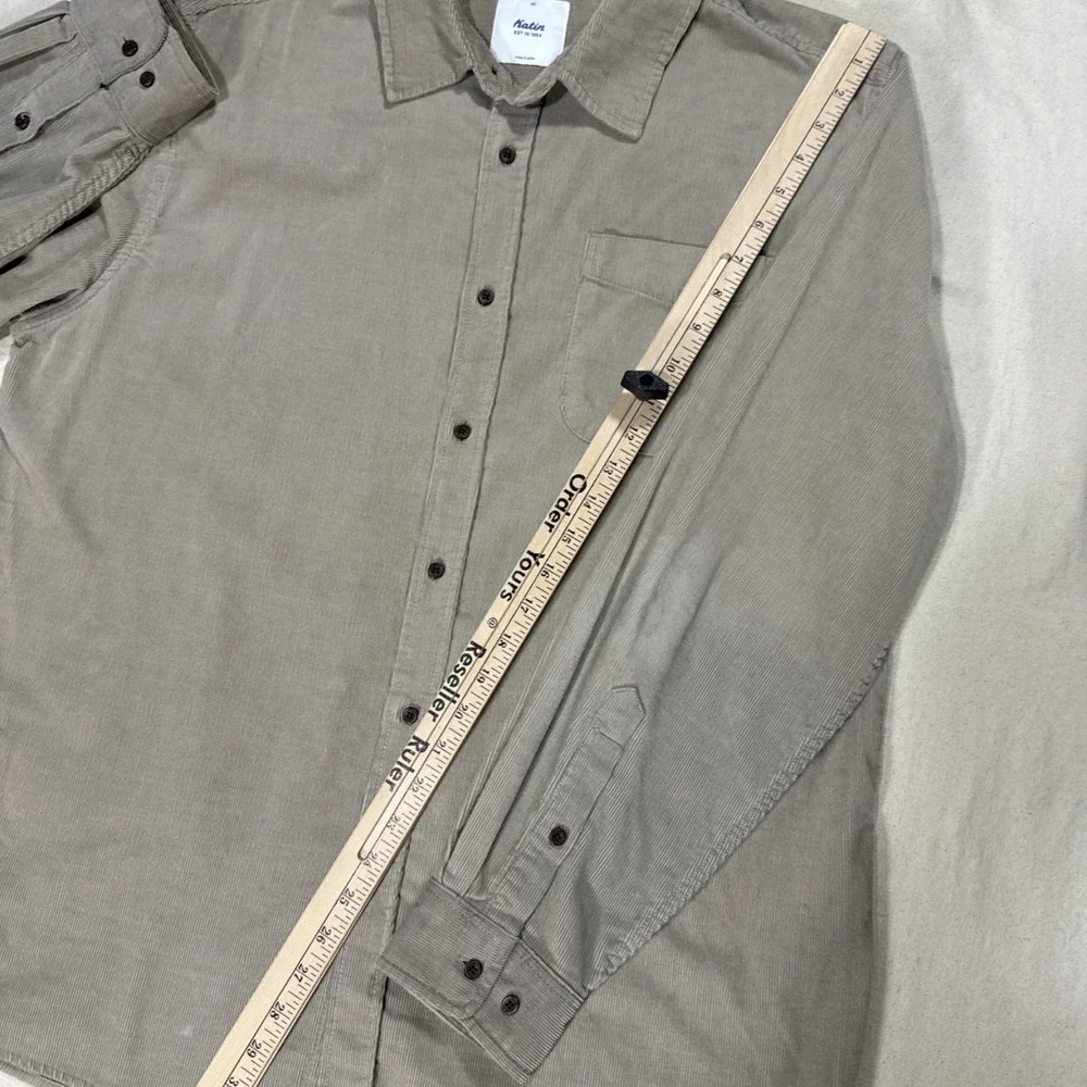 Katin Shirt Mens Corduroy Long Sleeve Snap Up Pockets Casual XL Beige